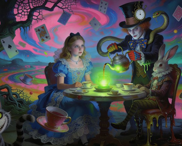 Surreal Alice in Wonderland Tea Party Group Portrait