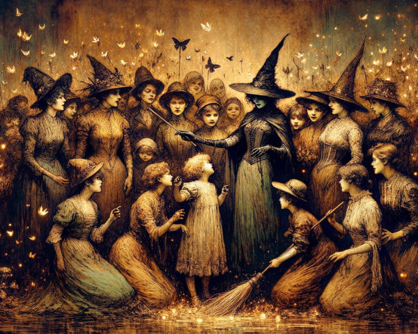 Gathering of Women in Pointed Hats with Young Girl