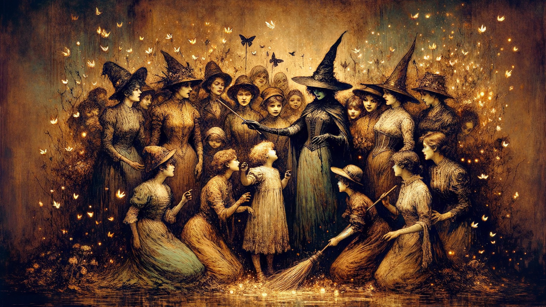 Gathering of Women in Pointed Hats with Young Girl