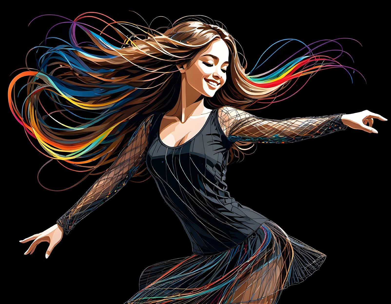 Vibrant illustration of a joyful dancer in motion