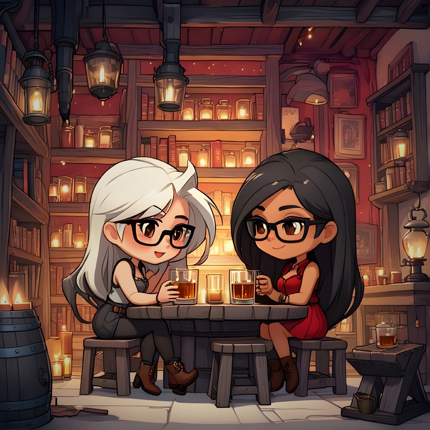 Animated Characters in Cozy Tavern Setting