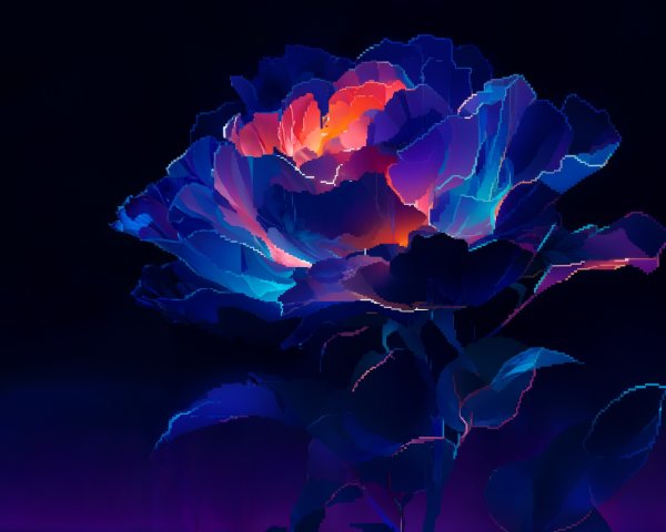 Hyper-realistic close-up of a glowing flower design