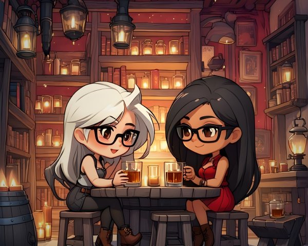 Animated Characters in Cozy Tavern Setting