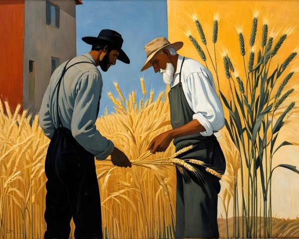 Harvesting Wheat in a Vibrant Golden Field
