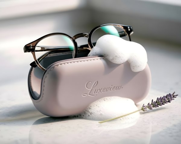 Light Pink Eyeglass Case with Glasses and Lavender