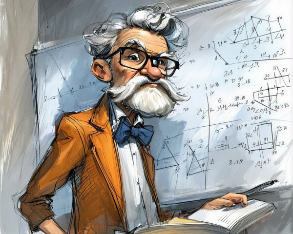 Animated Professor Explaining Math Concepts at Chalkboard
