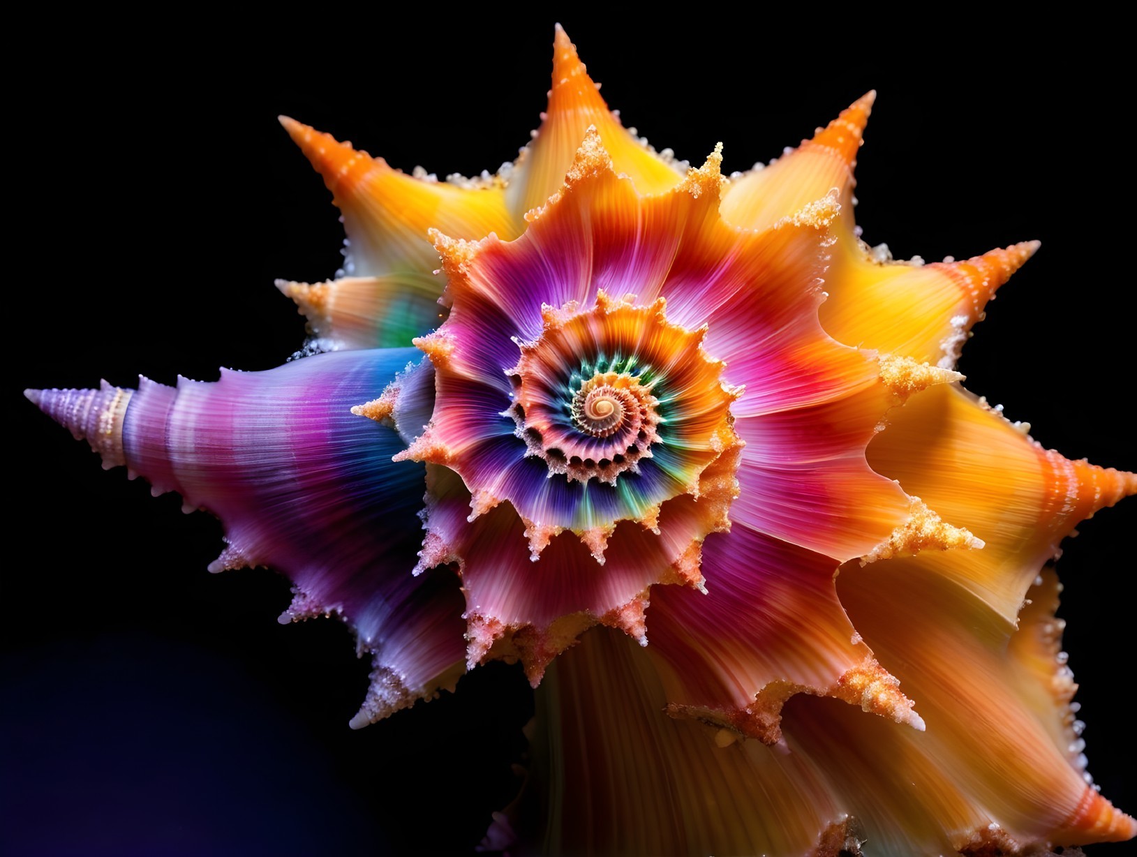 Colorful Spiraled Seashell with Unique Texture and Shape