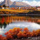 Serene Autumn Landscape with Calm Lake and Hills
