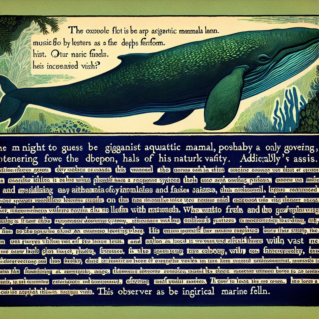 Large Stylized Illustration of a Whale in Underwater Scene