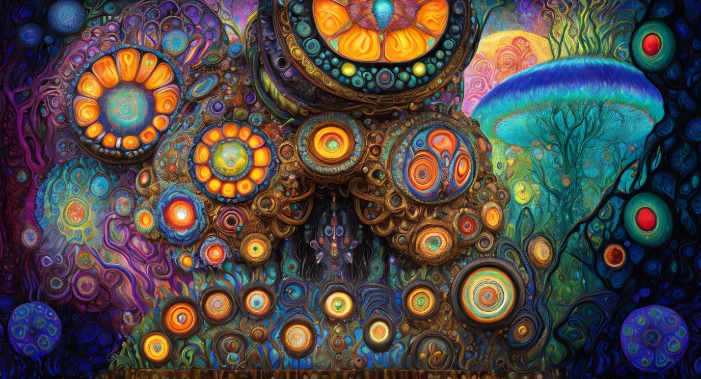 Abstract Landscape with Vibrant Colors and Patterns