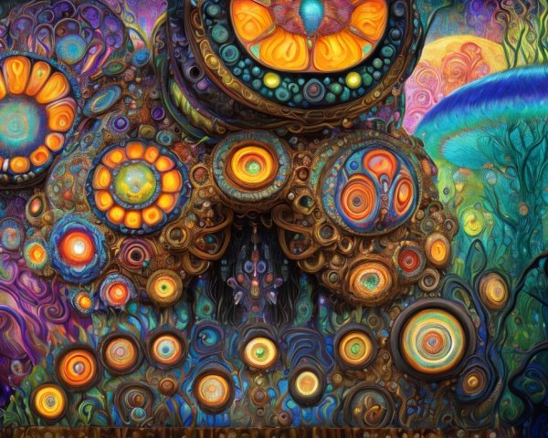 Abstract Landscape with Vibrant Colors and Patterns