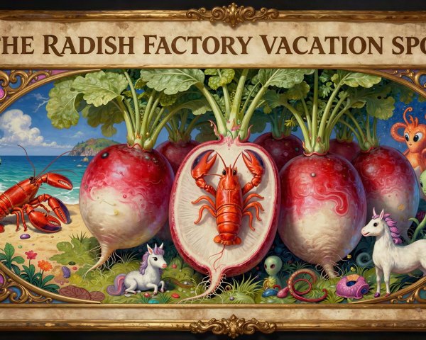 Whimsical Illustration of a Surreal Radish Landscape