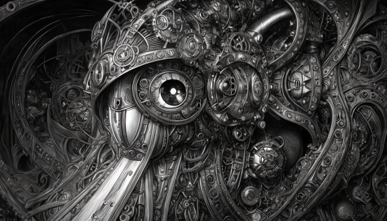 Intricate Abstract Design of Mechanical and Organic Elements