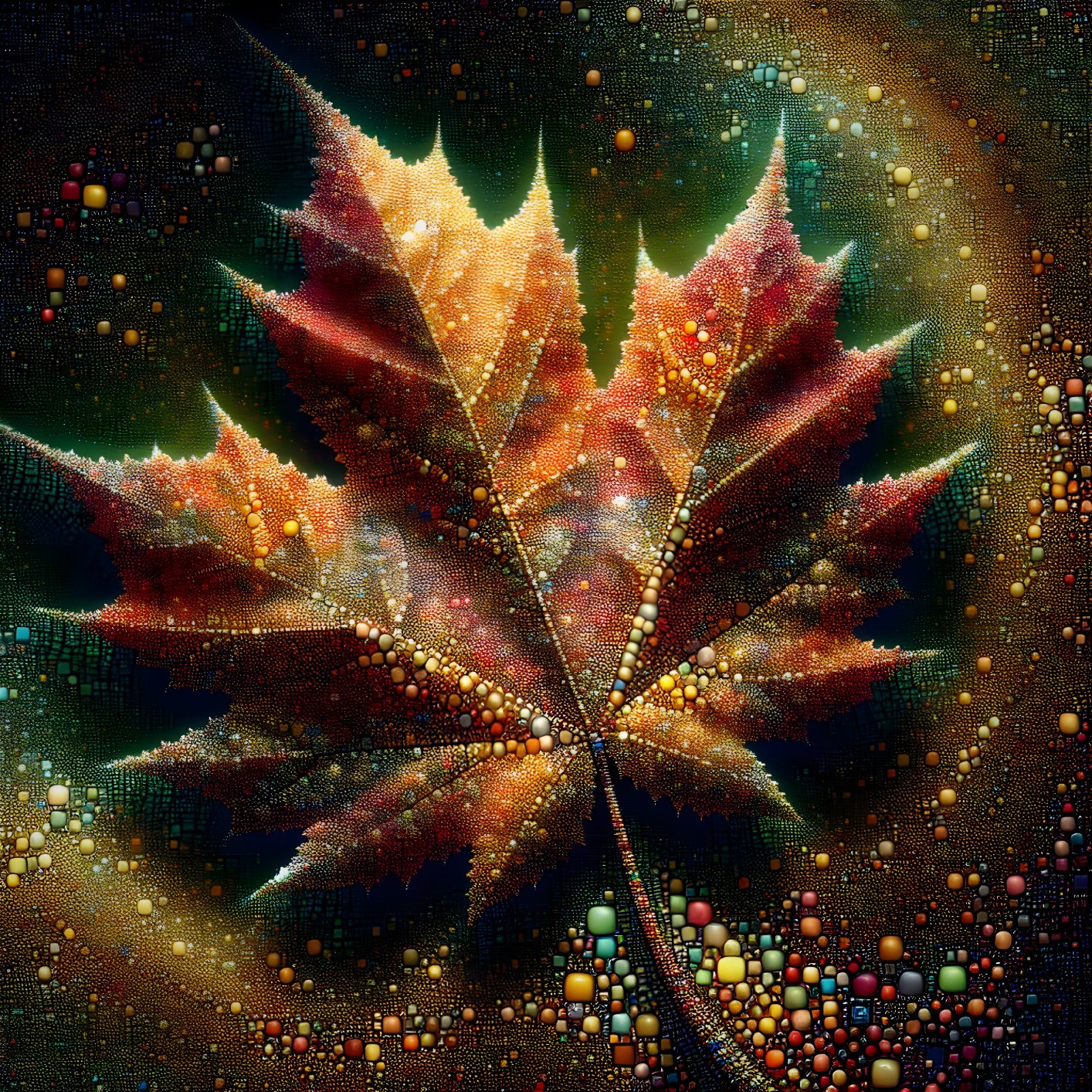 Vibrant Maple Leaf with Autumn Colors and Patterns