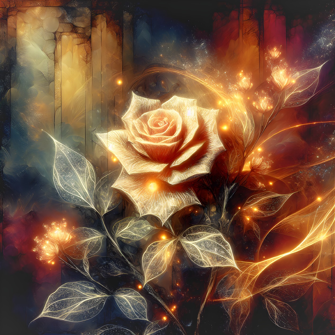 Ethereal Rose in Dreamlike Colorful Setting