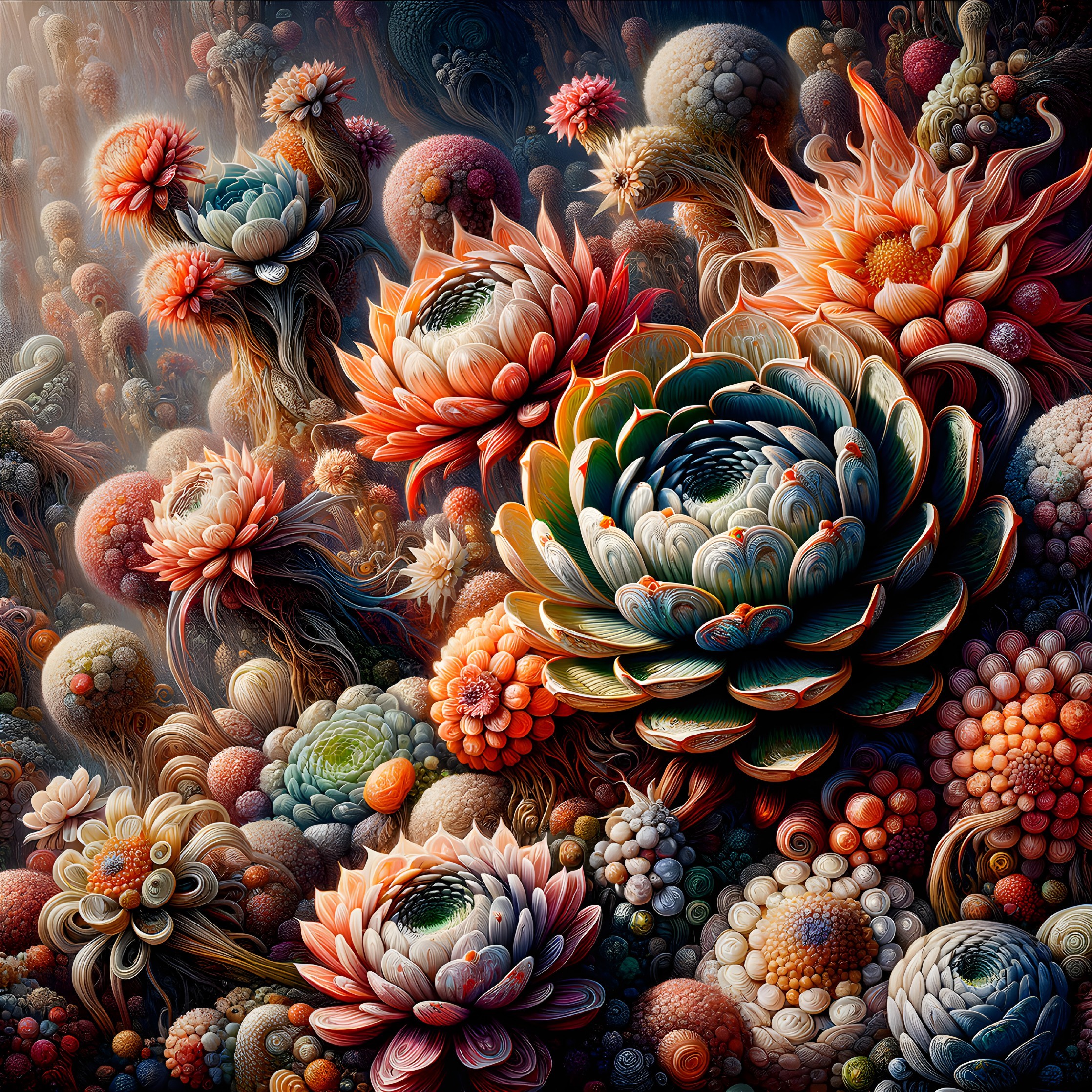 Vibrant Surreal Landscape with Colorful Flora