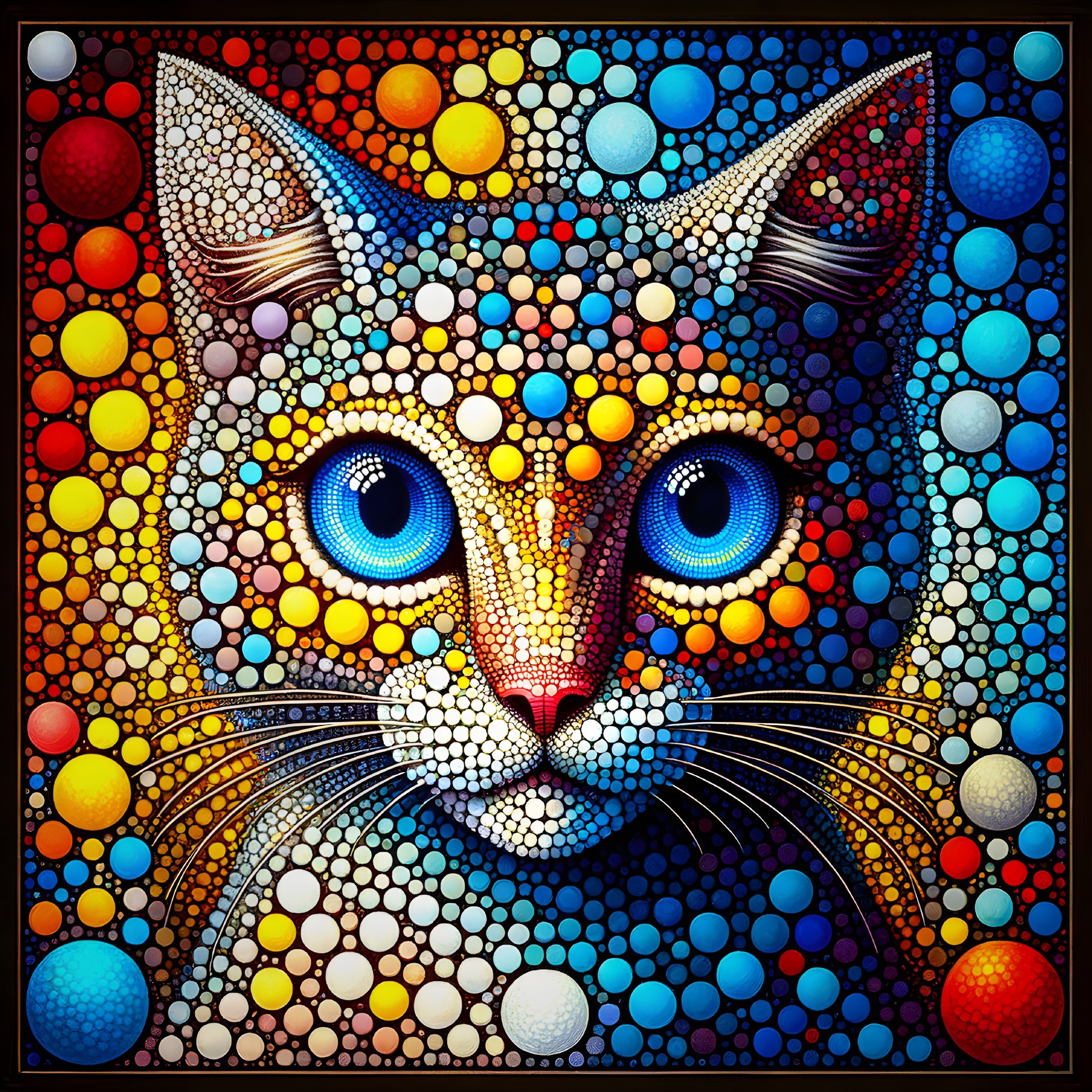 Colorful Abstract Cat Face with Geometric Patterns