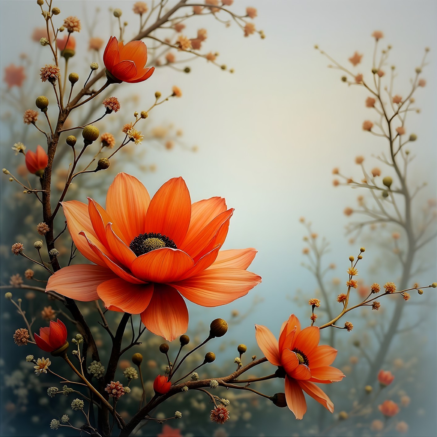 Vibrant Orange Flowers on Softly Blurred Background