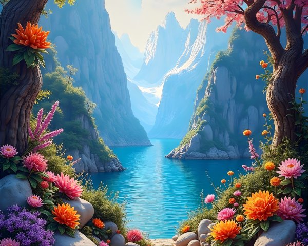 Serene Pathway Surrounded by Vibrant Nature's Beauty