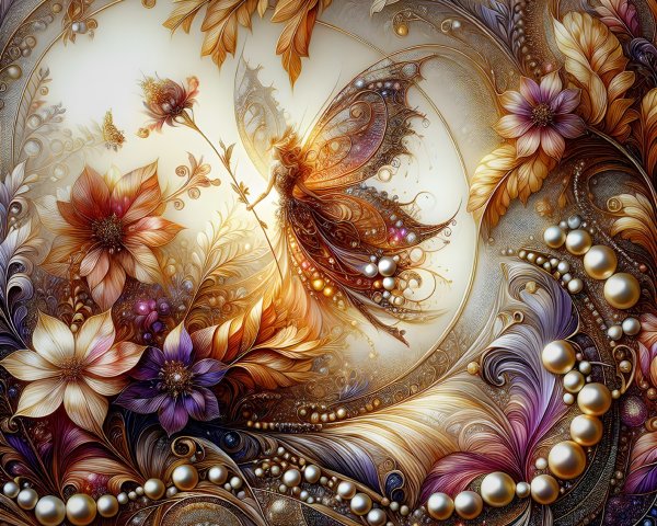Abstract Illustration of a Fairy with Floral Patterns