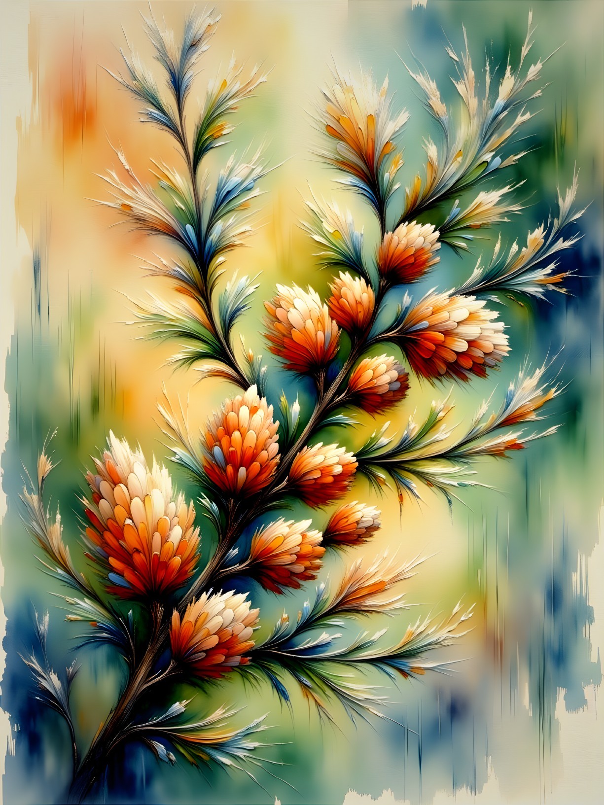 Vibrant Floral Design with Warm Shades and Soft Background