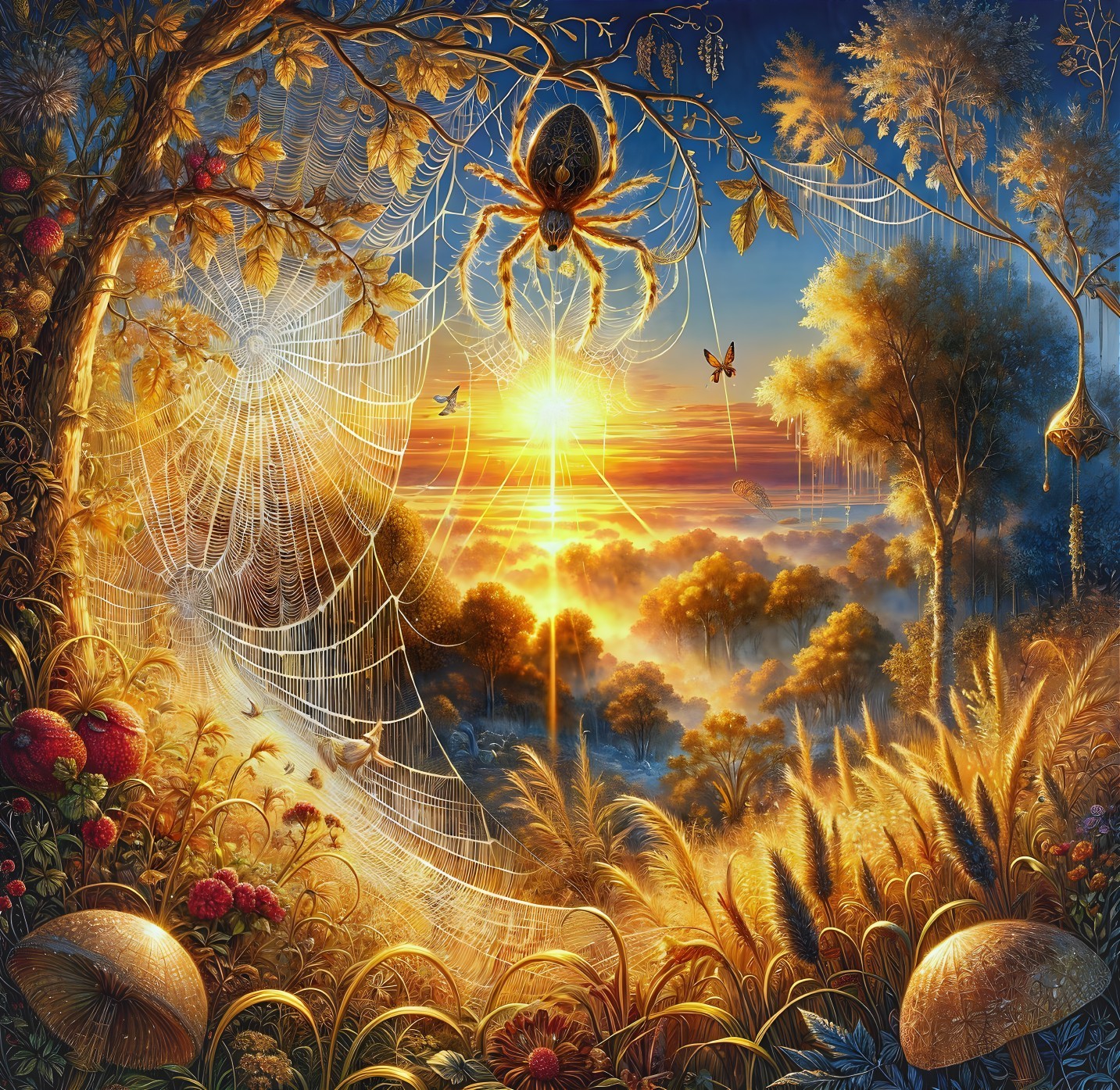 Golden Sunrise Over Tranquil Landscape with Nature's Beauty