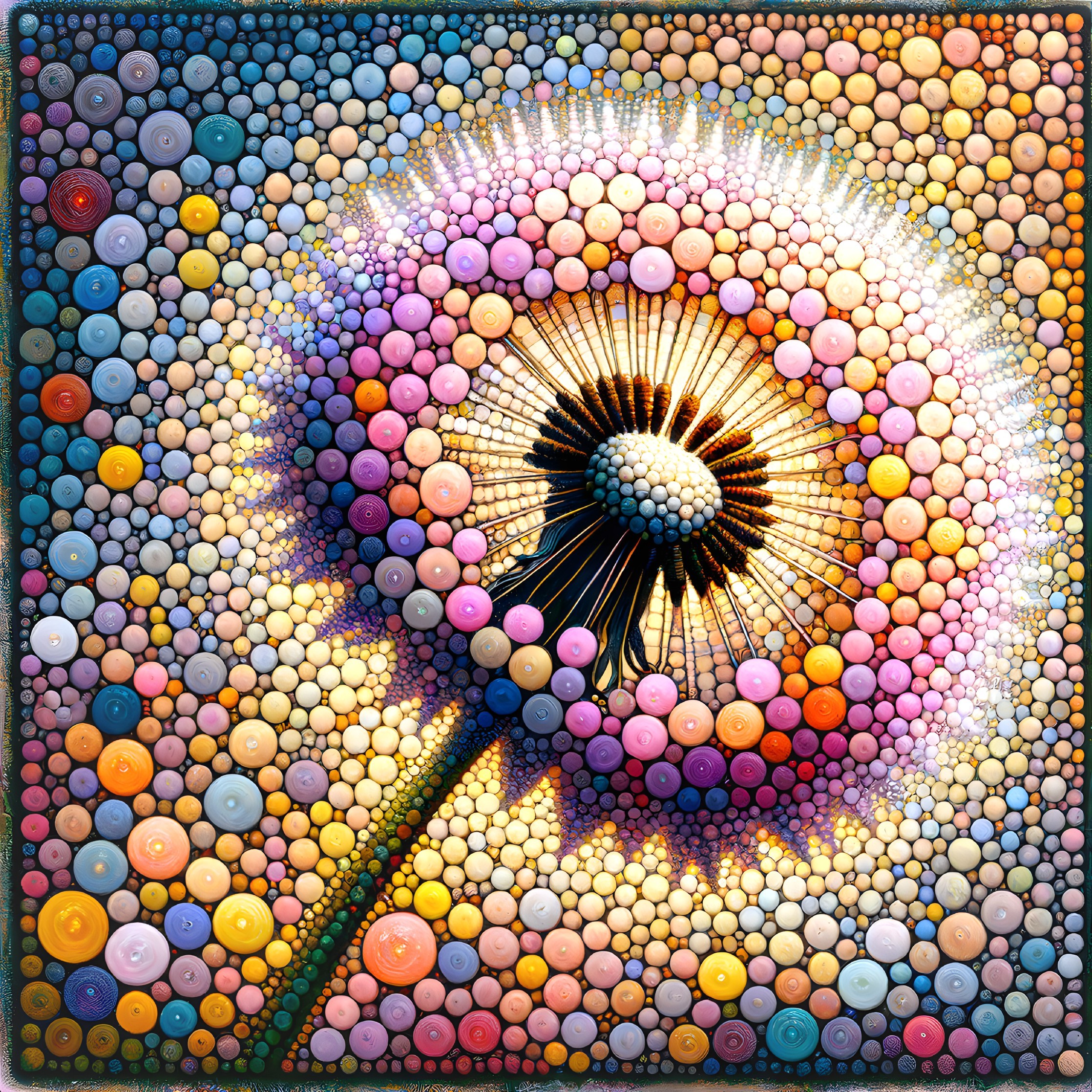 Vibrant Abstract Dandelion with Colorful Shapes