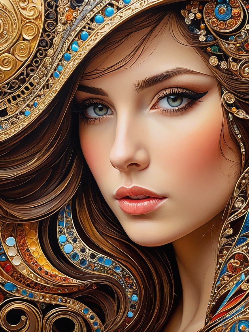 Close-up Portrait of a Young Woman with Blue Eyes