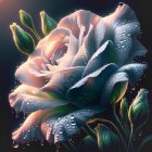 Intricately Detailed Floral Design with Luminous White Flower