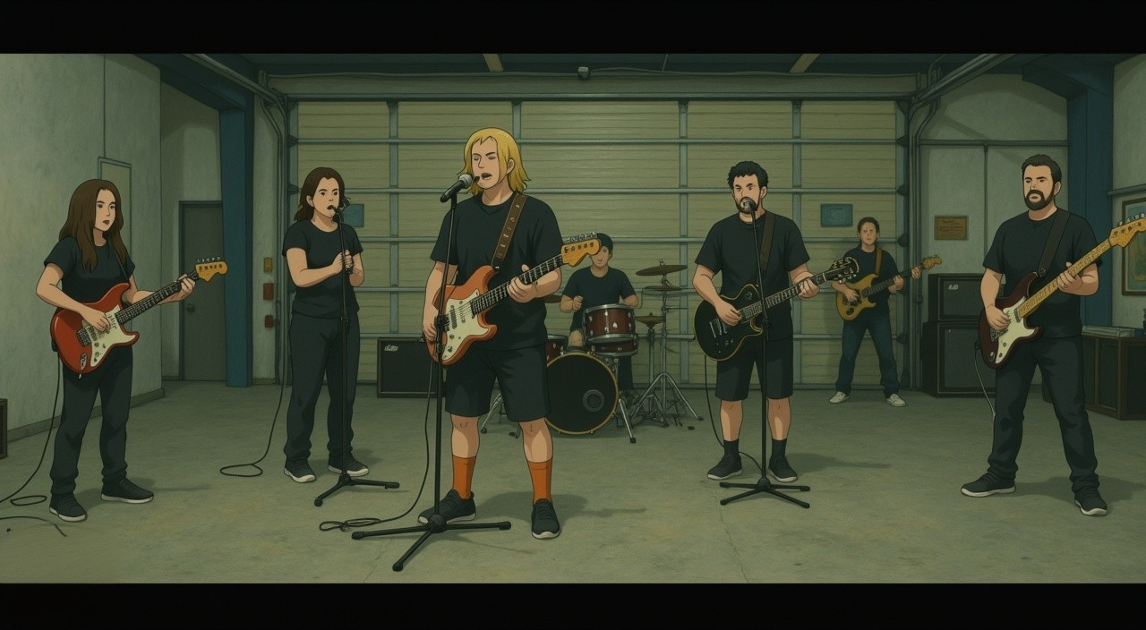 Digital Illustration of a Garage Band Performance
