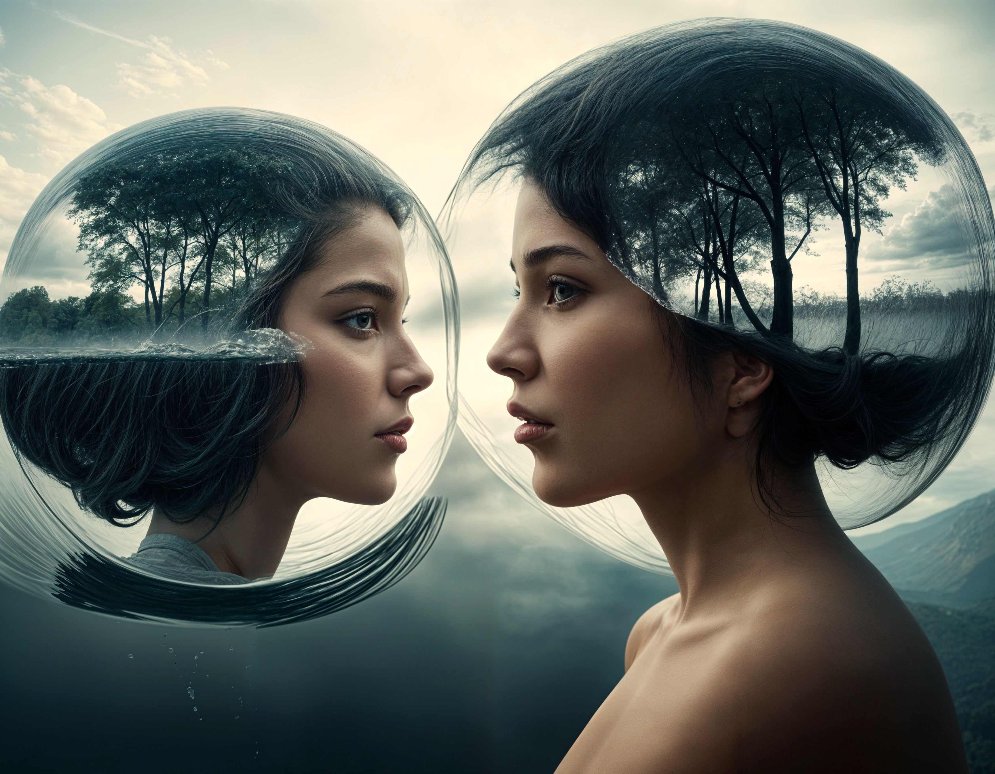 Profiles in Translucent Spheres with Serene Landscapes