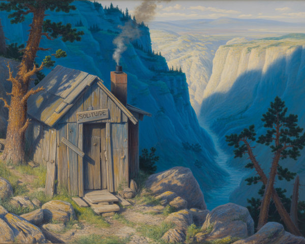 Rustic Wooden Cabin at Canyon's Edge in Nature