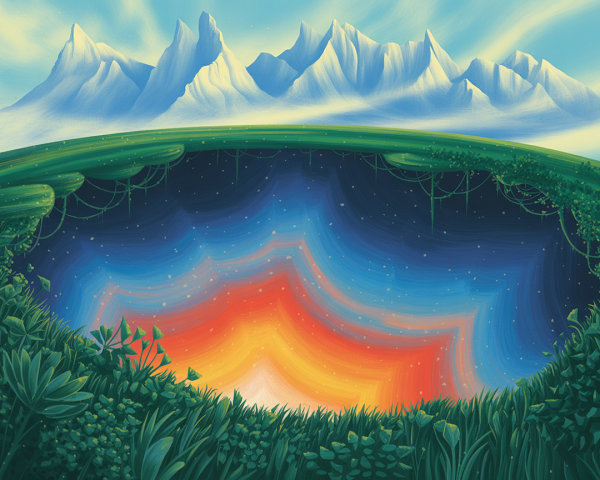 Vibrant Landscape with Cosmic Underground Scene