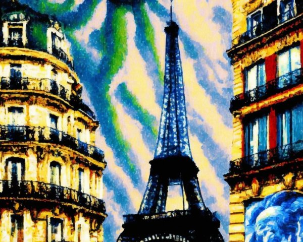 Vibrant Artistic Depiction of the Eiffel Tower in Paris