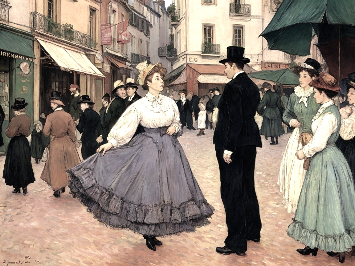 Elegant Street Scene in Charming Old Town Setting