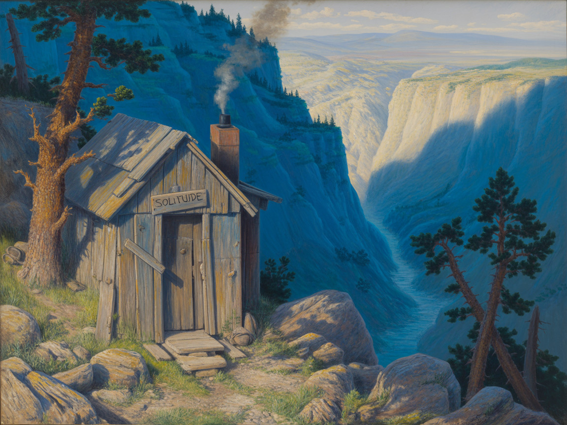 Rustic Wooden Cabin at Canyon's Edge in Nature