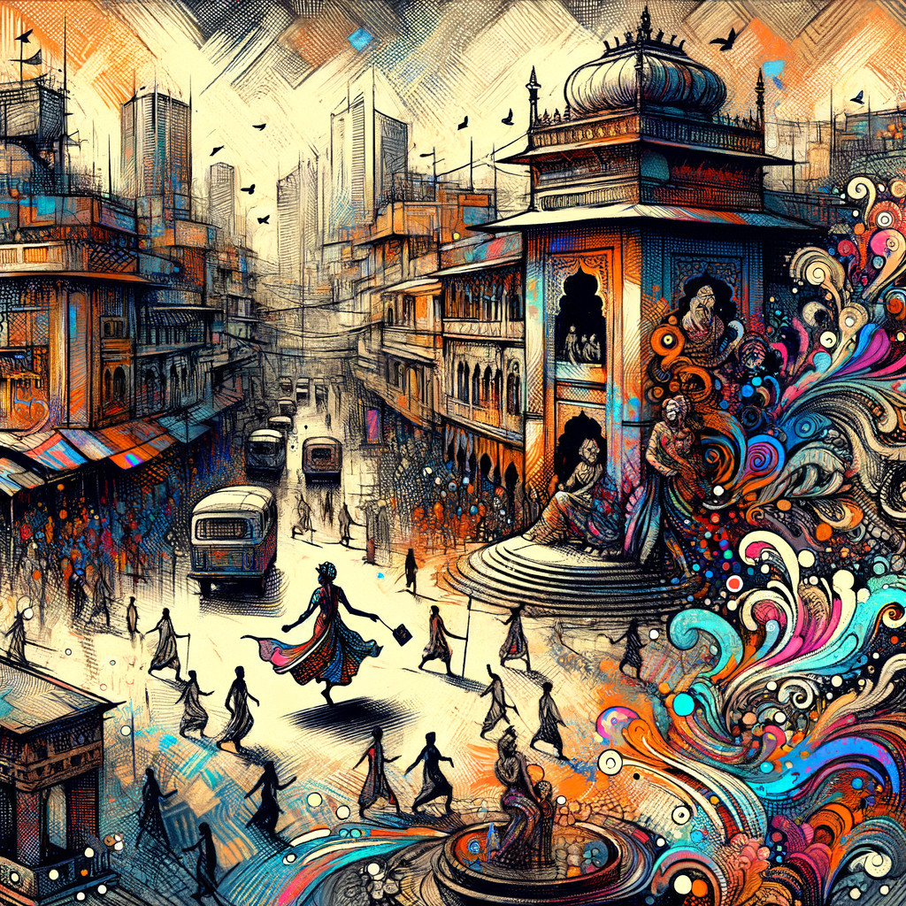 Vibrant Urban Scene Merging Tradition and Modernity