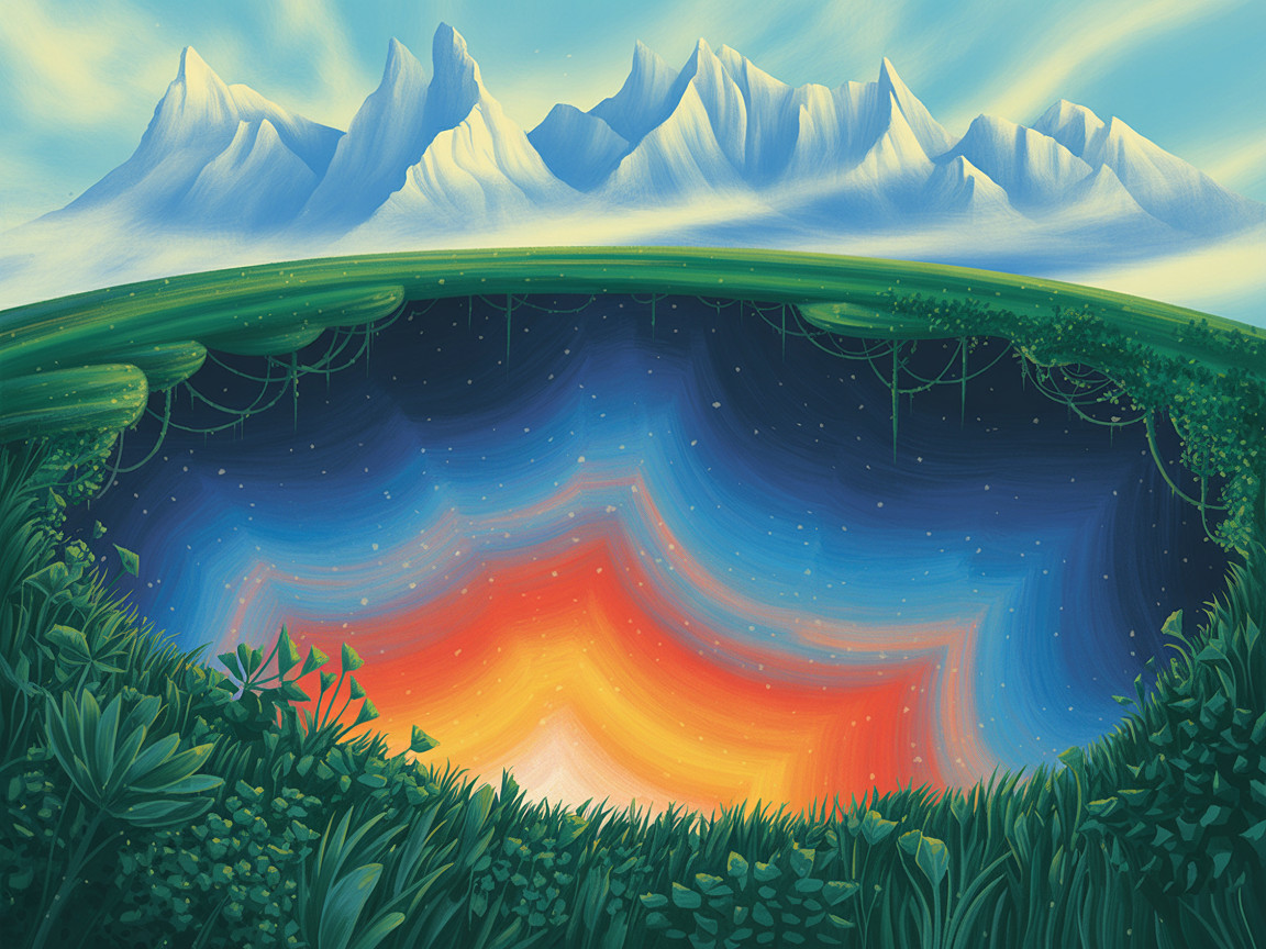 Vibrant Landscape with Cosmic Underground Scene