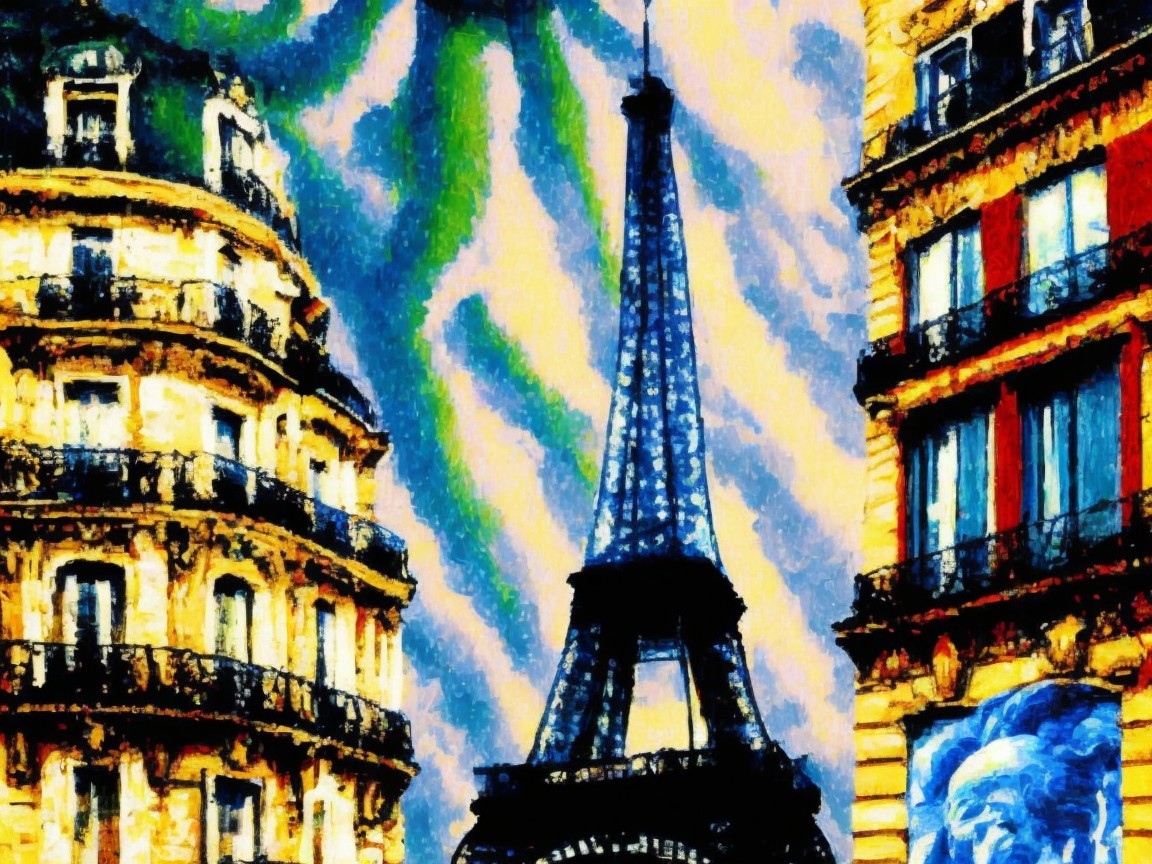 Vibrant Artistic Depiction of the Eiffel Tower in Paris