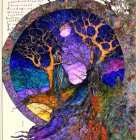 Fantastical Landscape with Twisted Trees and Color Gradients