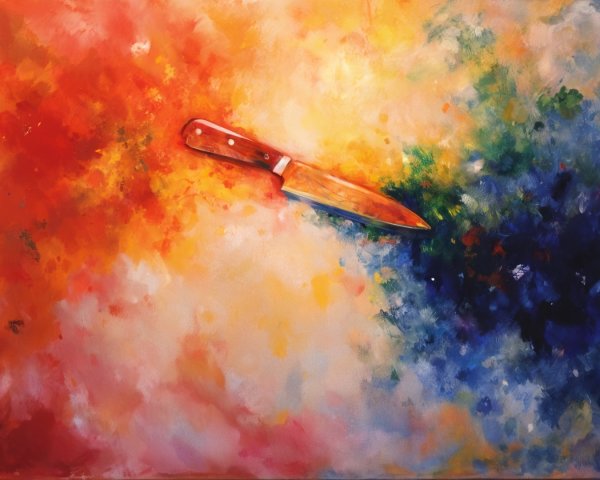Abstract Background with Kitchen Knife Centerpiece