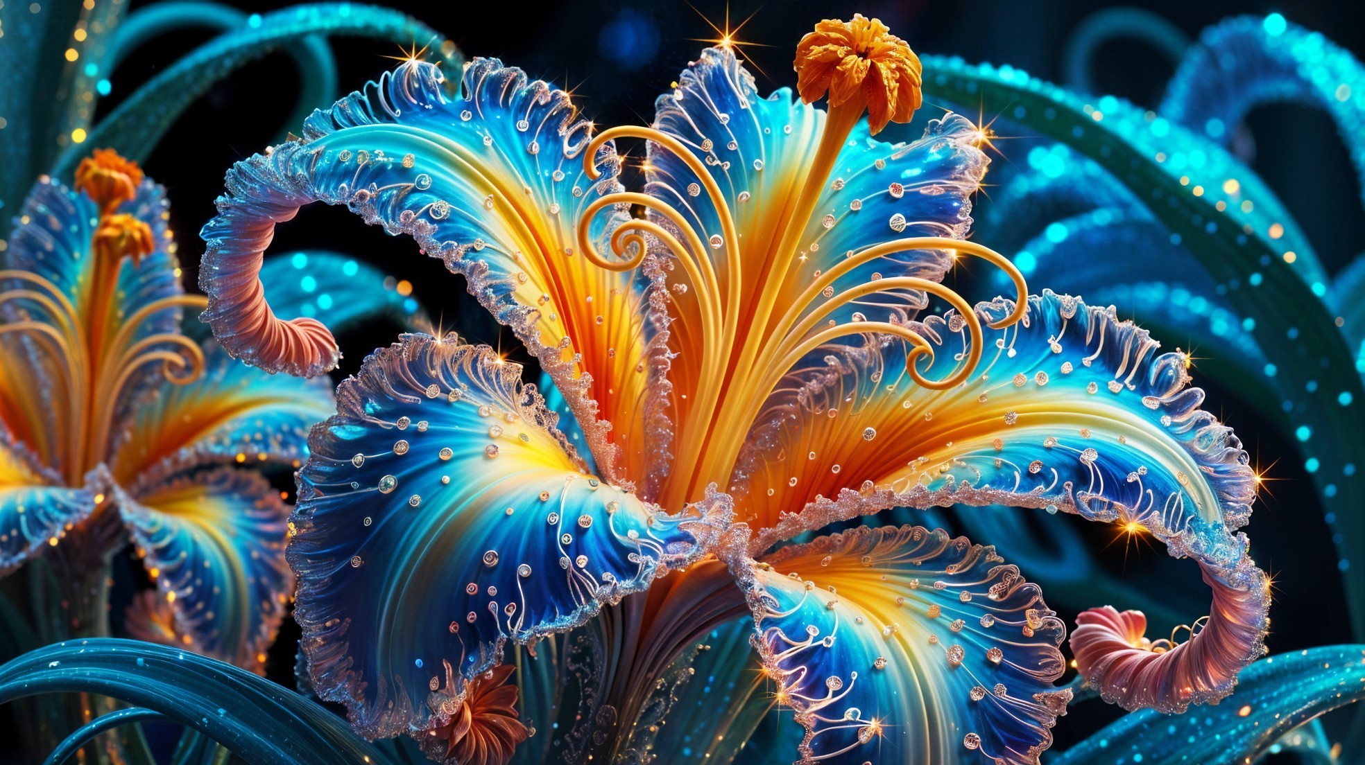 Vibrant Fantastical Flower with Swirling Petals
