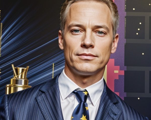 Well-Dressed Man in Tailored Navy Pinstripe Suit