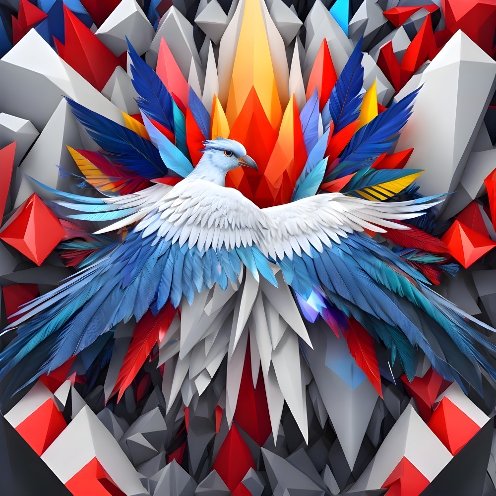 Stylized Eagle in Flight with Abstract Background