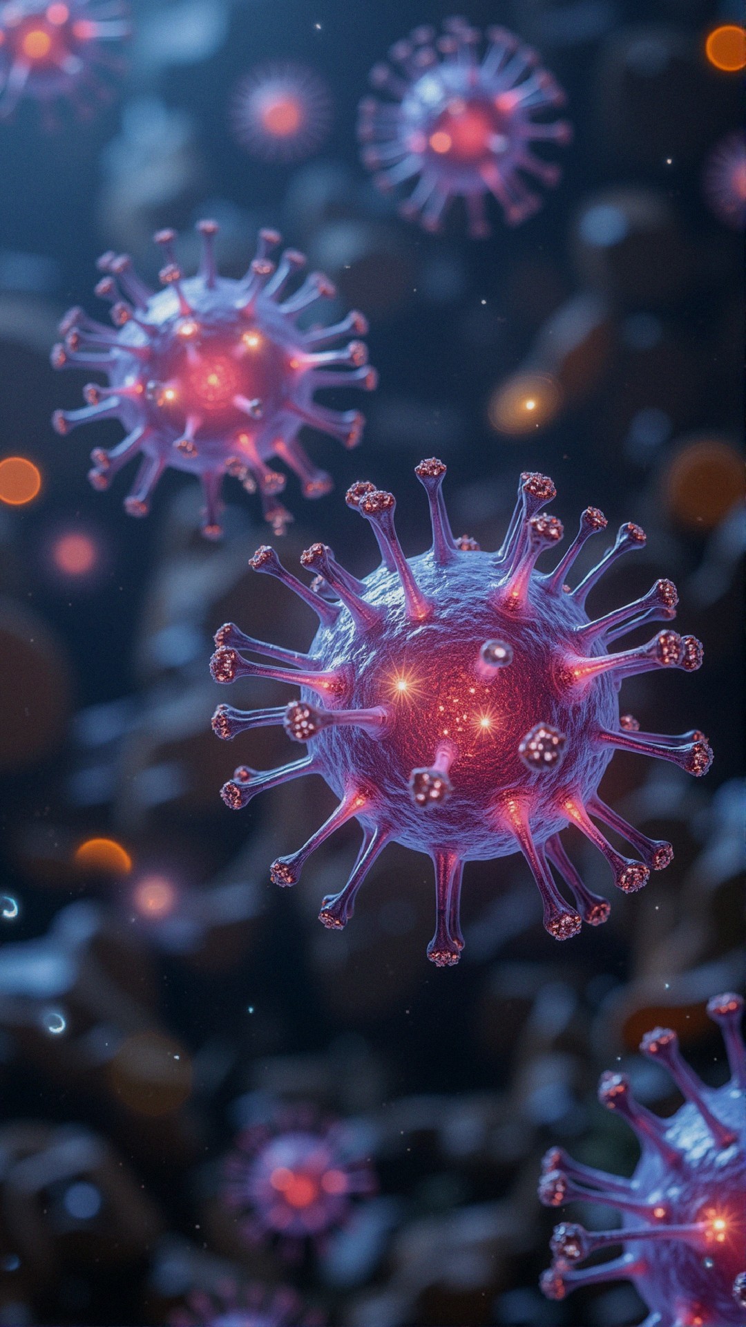 Close-up View of Vibrant Virus Particles and Structure