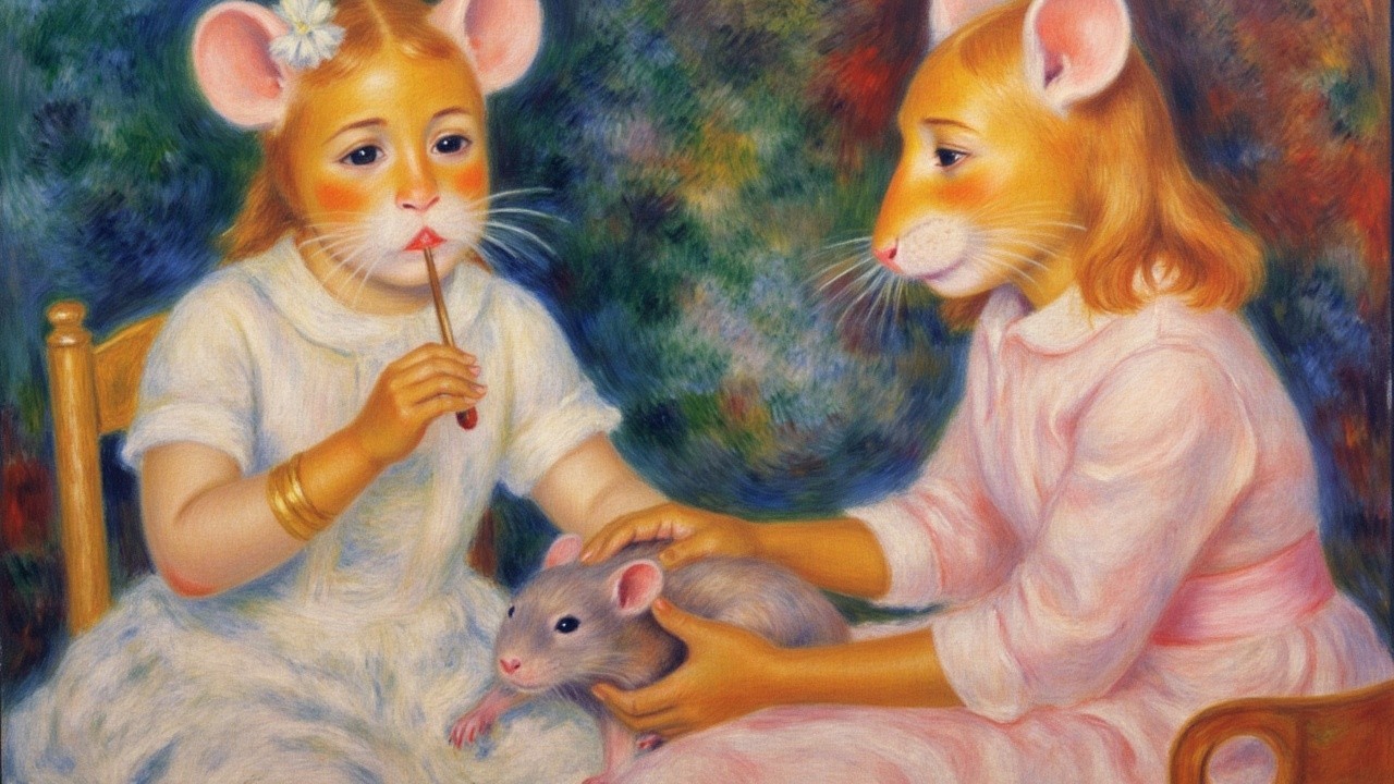 Girls in Animal Masks in a Whimsical Setting