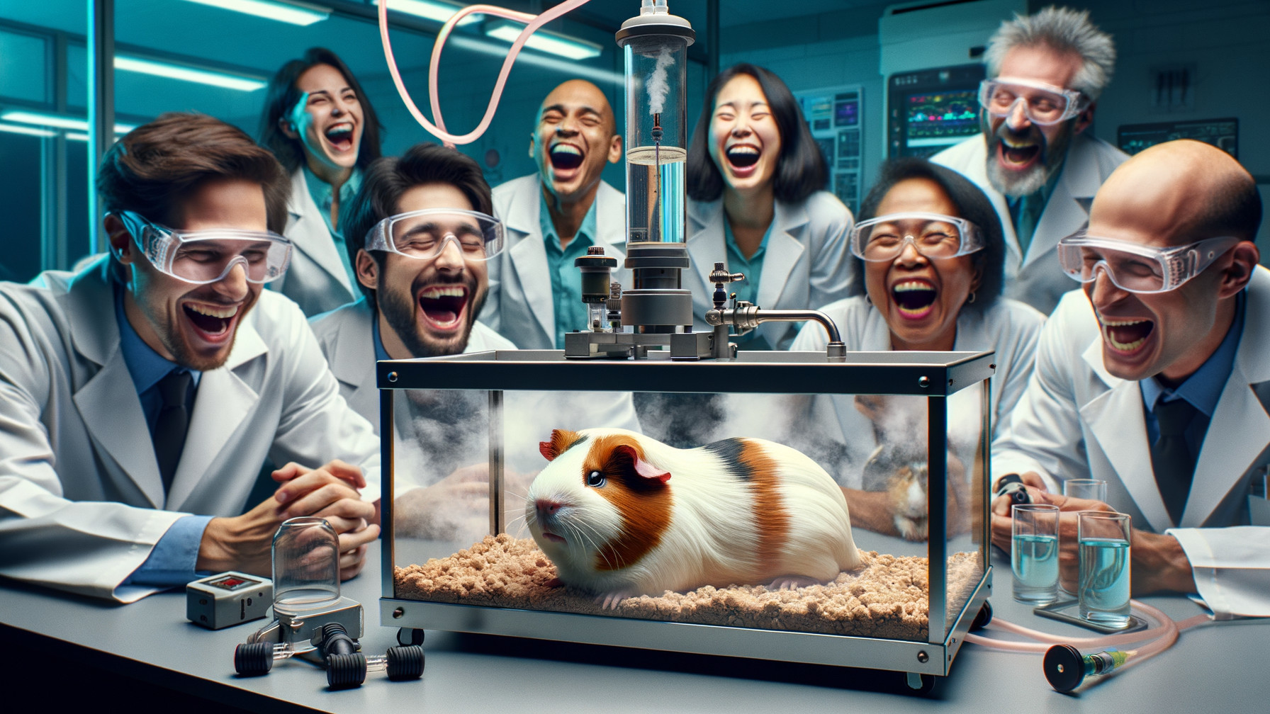 Scientists Conduct Experiment with Guinea Pig in Lab