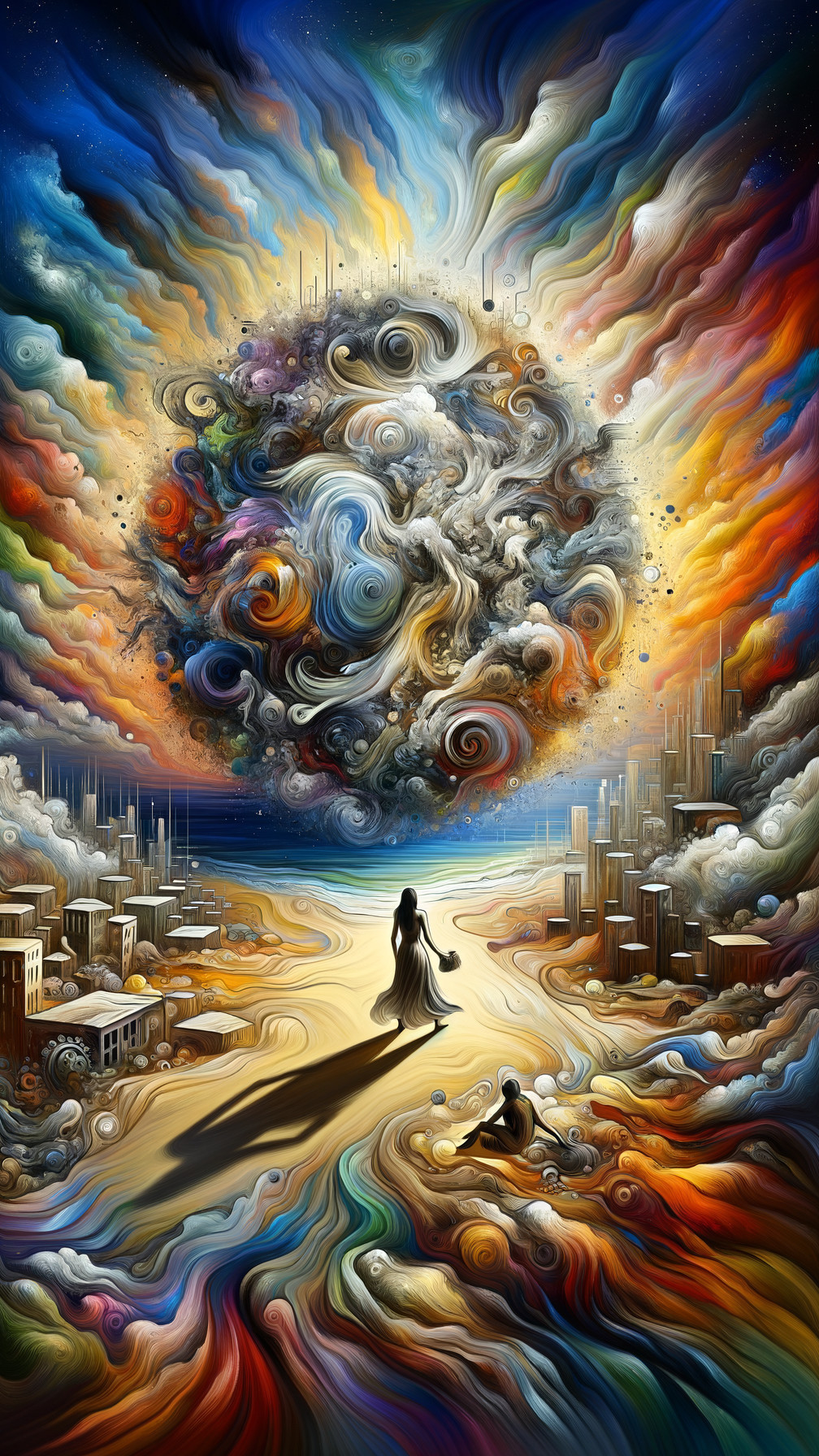 Surreal Landscape with Vibrant Colors and Patterns