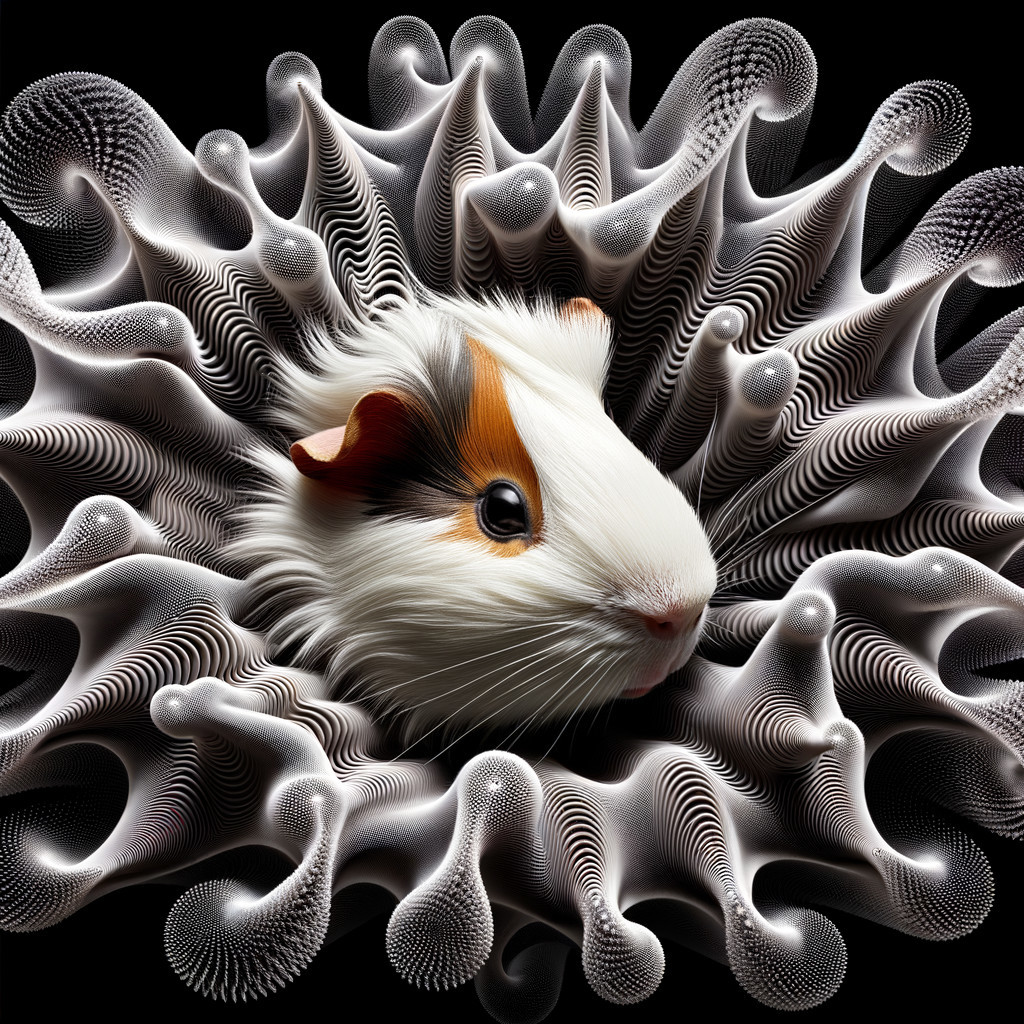 Guinea Pig in Abstract Spiral with Black and White Waves
