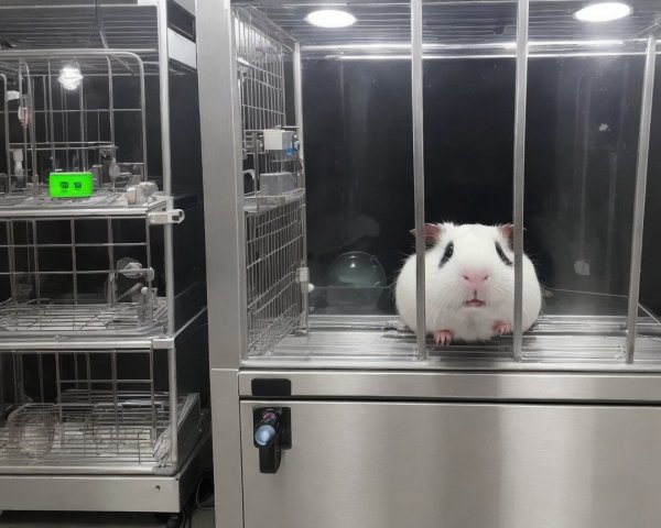 Guinea Pig in Stainless Steel Enclosure with Equipment